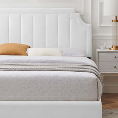 Sienna White Performance Velvet Full Platform Bed - 81.5x61.5x49" - Ornate Home