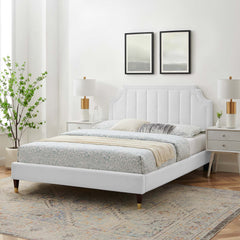 Sienna White Performance Velvet Full Platform Bed (MOD-6913) - Ornate Home