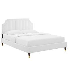 Sienna White Performance Velvet Full Platform Bed (MOD-6913) - Ornate Home