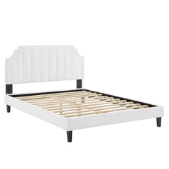 Sienna White Performance Velvet King Platform Bed - 87x79" - Ornate Home