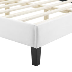 Sienna White Performance Velvet King Platform Bed - 87x79" - Ornate Home