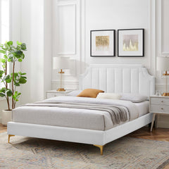 Sienna White Performance Velvet King Platform Bed - 87x79x49" - Ornate Home