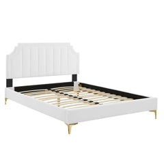 Sienna White Performance Velvet King Platform Bed - 87x79x49" - Ornate Home
