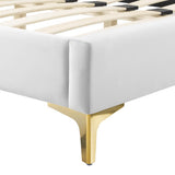 Sienna White Performance Velvet King Platform Bed - 87x79x49" - Ornate Home