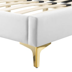 Sienna White Performance Velvet King Platform Bed - 87x79x49" - Ornate Home