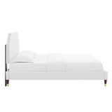 Sienna White Performance Velvet King Platform Bed (MOD-6919) - Ornate Home