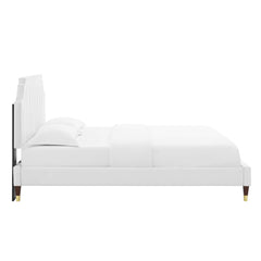 Sienna White Performance Velvet King Platform Bed (MOD-6919) - Ornate Home