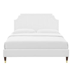 Sienna White Performance Velvet King Platform Bed (MOD-6919) - Ornate Home