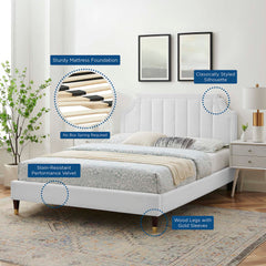 Sienna White Performance Velvet King Platform Bed (MOD-6919) - Ornate Home