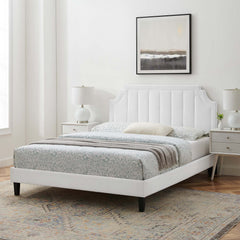 Sienna White Performance Velvet Queen Platform Bed - 87x63.5" - Ornate Home
