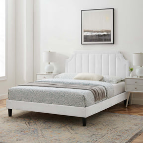 Sienna White Performance Velvet Queen Platform Bed - 87x63.5" - Ornate Home