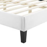Sienna White Performance Velvet Queen Platform Bed - 87x63.5" - Ornate Home