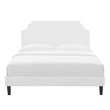 Sienna White Performance Velvet Queen Platform Bed - 87x63.5" - Ornate Home