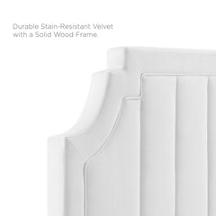 Sienna White Performance Velvet Queen Platform Bed - 87x63.5" - Ornate Home
