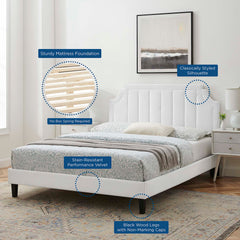 Sienna White Performance Velvet Queen Platform Bed - 87x63.5" - Ornate Home