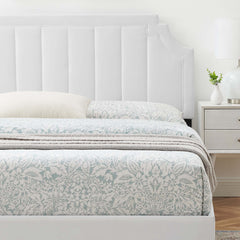 Sienna White Performance Velvet Queen Platform Bed - 87x63.5" - Ornate Home
