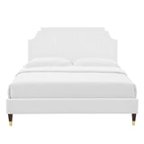 Sienna White Performance Velvet Queen Platform Bed (MOD-6713) - Ornate Home