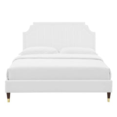 Sienna White Performance Velvet Queen Platform Bed (MOD-6713) - Ornate Home