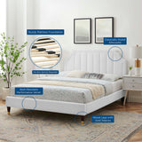 Sienna White Performance Velvet Queen Platform Bed (MOD-6713) - Ornate Home