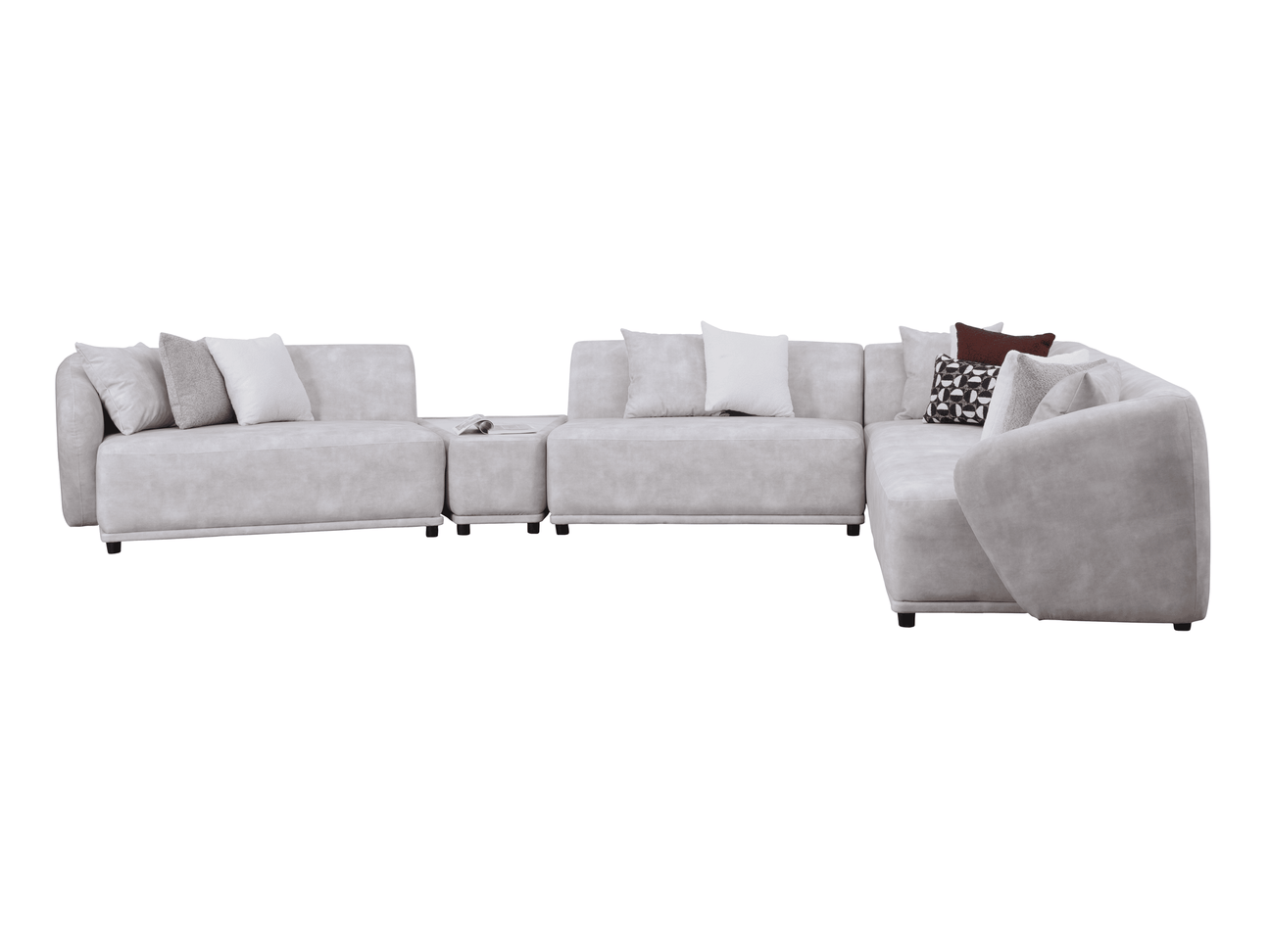Sierra Vista Gray 5-piece Corner Sectional w/ Service Table - Ornate Home
