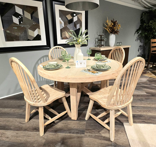 Sierrafina Almond 52 Round Dining Table w/ 4 Hoop Back Chair - Ornate Home