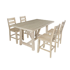 Sierrafina Almond 72 Counter Dining Table w/ 6 Rung Back Chair - Ornate Home