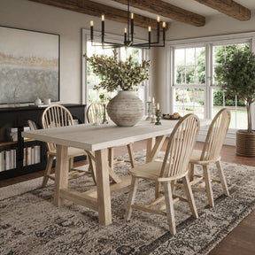 Sierrafina Almond Trestle Dining Table w/ 4 Hoop Chair - Ornate Home