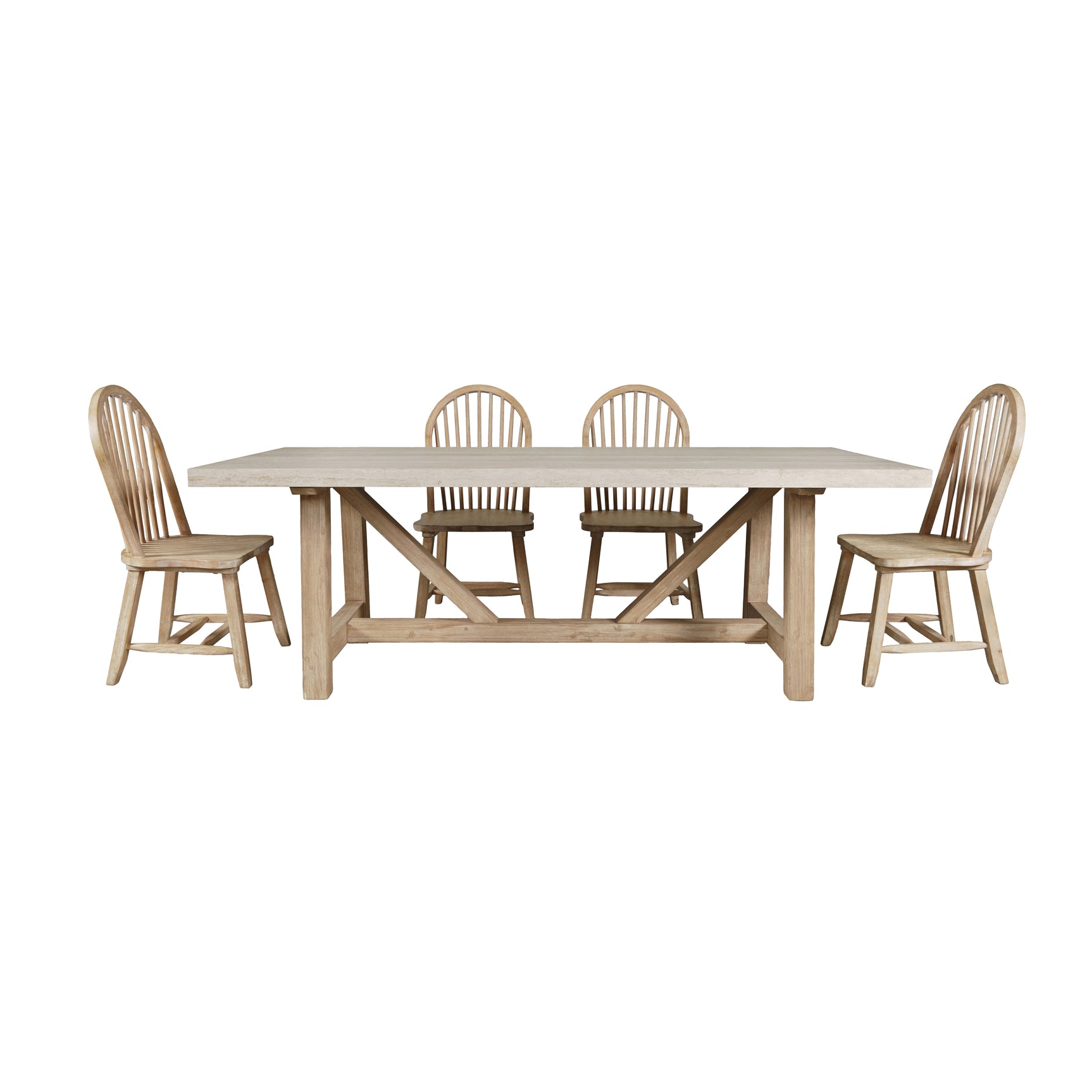 Sierrafina Almond Trestle Dining Table w/ 4 Hoop Chair - Ornate Home
