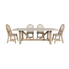 Sierrafina Almond Trestle Dining Table w/ 4 Hoop Chair - Ornate Home