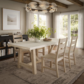 Sierrafina Almond Trestle Dining Table w/ 4 Rung Back Chair - Ornate Home