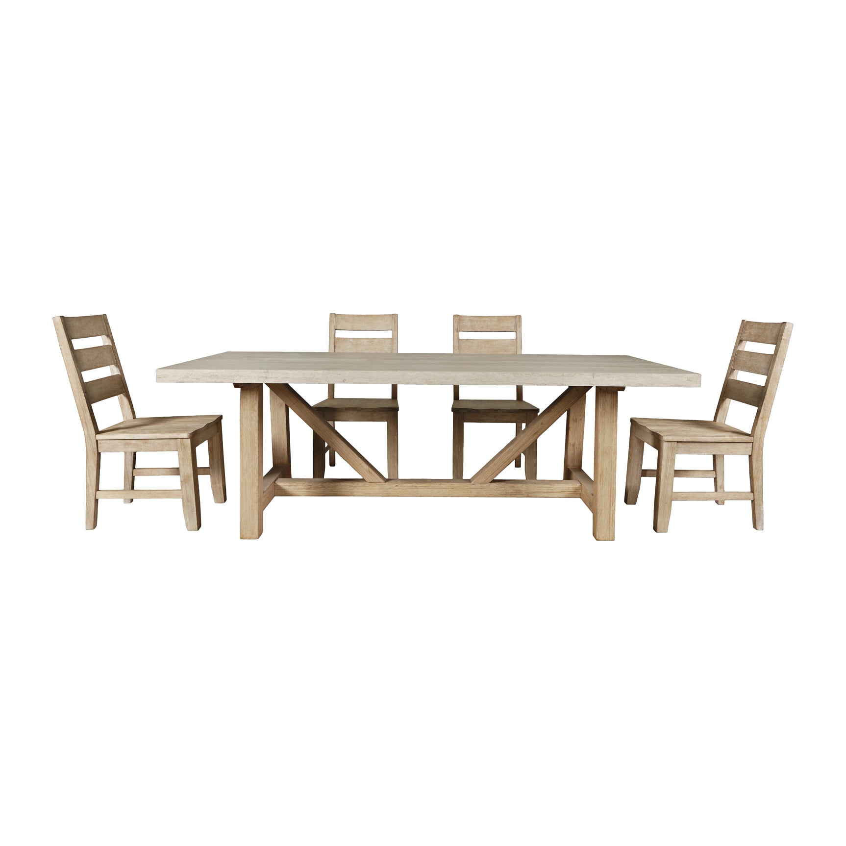 Sierrafina Almond Trestle Dining Table w/ 4 Rung Back Chair - Ornate Home