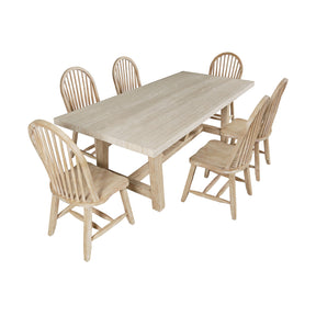 Sierrafina Almond Trestle Dining Table w/ 6 Hoop Chair - Ornate Home