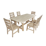 Sierrafina Almond Trestle Dining Table w/ 6 Rung Back Chair - Ornate Home