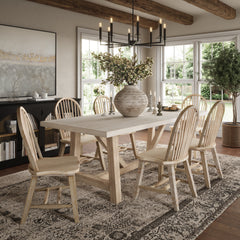Sierrafina Almond Trestle Dining Table w/ 6 Rung Back Chair - Ornate Home