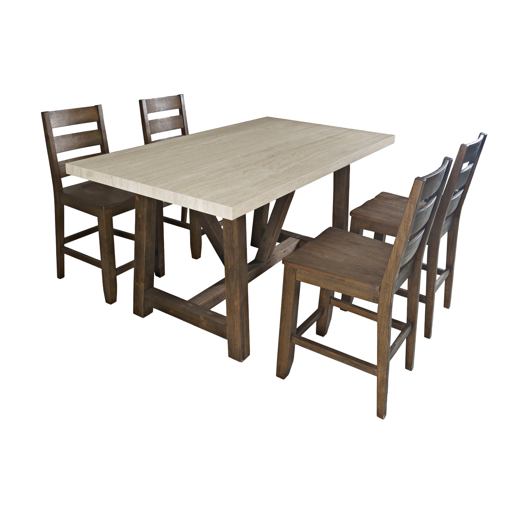 Sierrafina Cortado 72 Counter Dining Table w/ 4 Rung Back Chair - Ornate Home