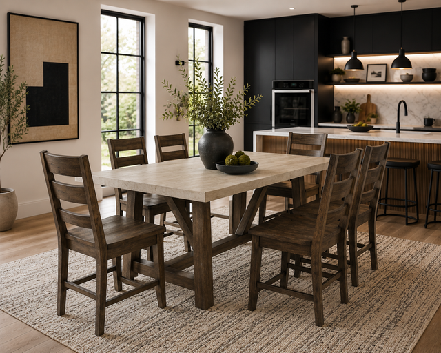Sierrafina Cortado 72 Counter Dining Table w/ 6 Rung Back Chair - Ornate Home
