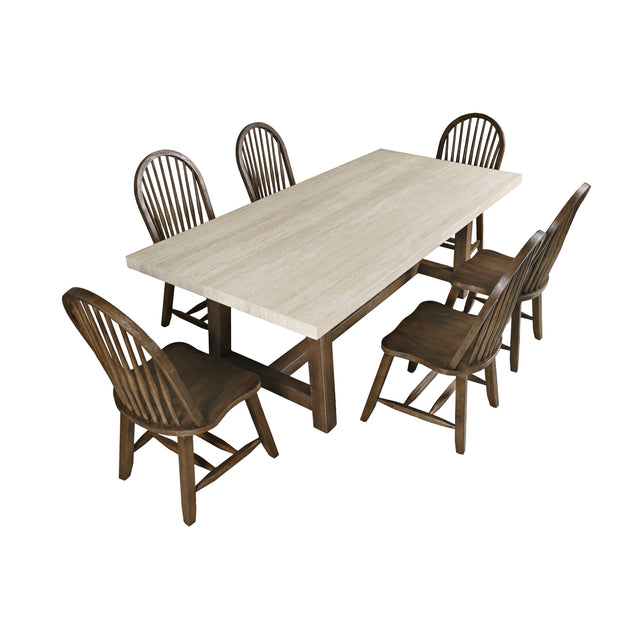Sierrafina Cortado 87 Trestle Dining Table w/ 6 Hoop Chair - Ornate Home