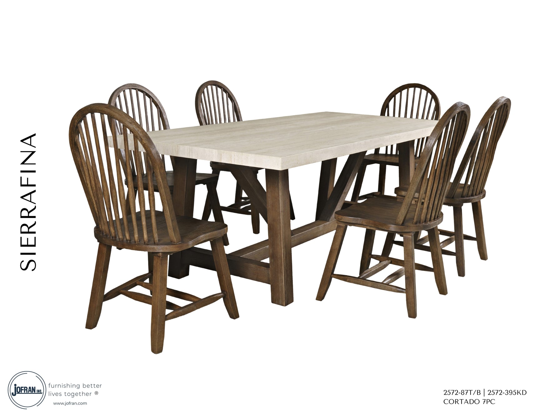 Sierrafina Cortado 87 Trestle Dining Table w/ 6 Hoop Chair - Ornate Home