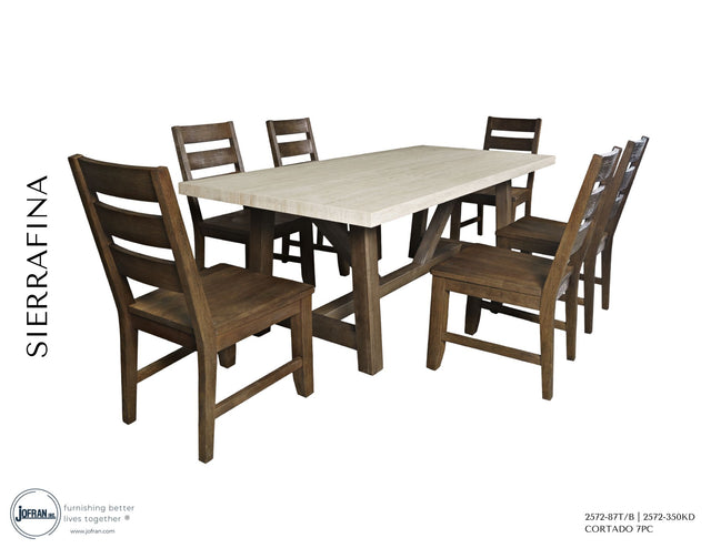 Sierrafina Cortado 87 Trestle Dining Table w/ 6 Rung Back Chair - Ornate Home