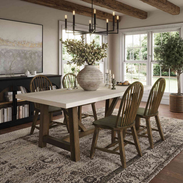 Sierrafina Cortado Trestle Dining Table w/ 4 Hoop Chair - Ornate Home