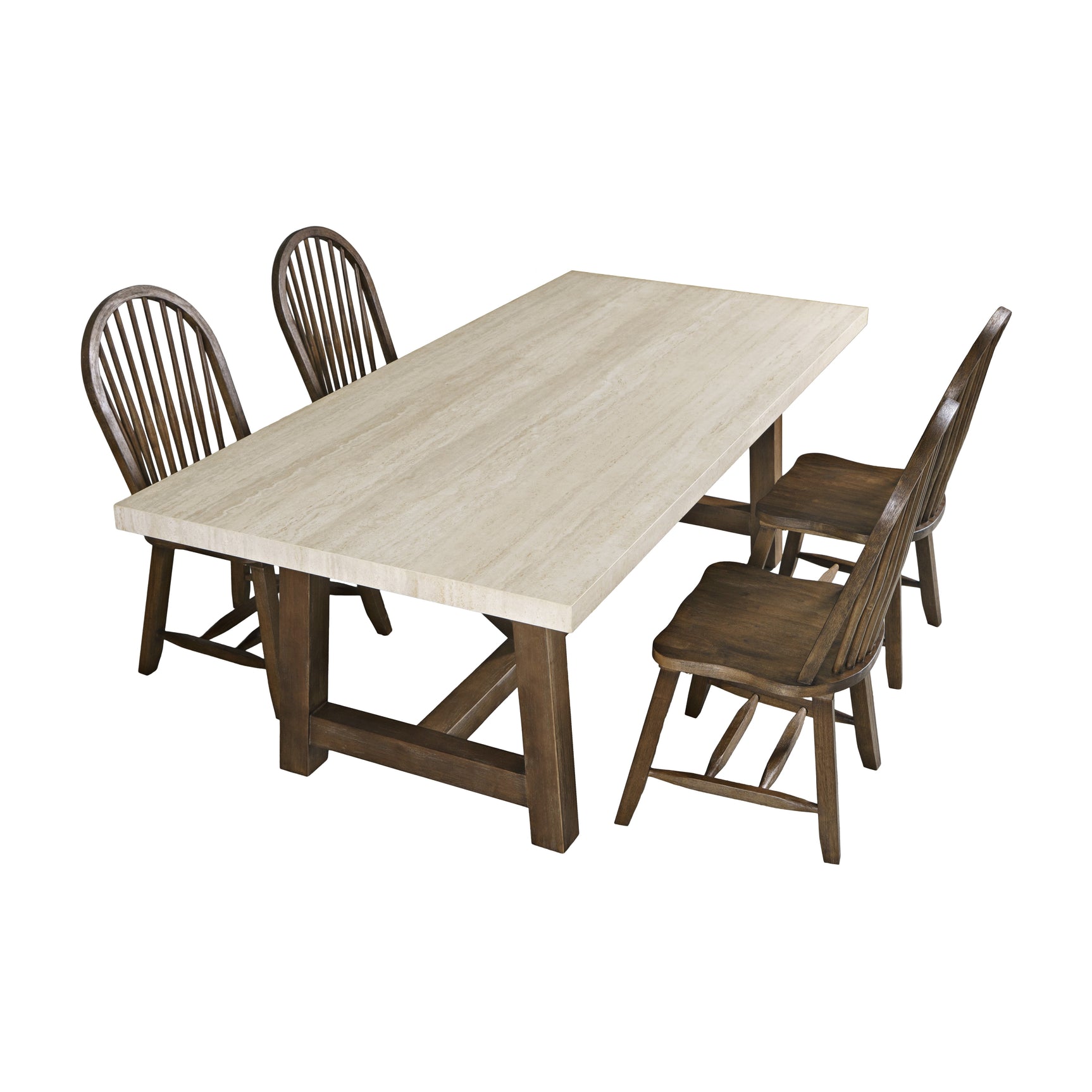 Sierrafina Cortado Trestle Dining Table w/ 4 Hoop Chair - Ornate Home