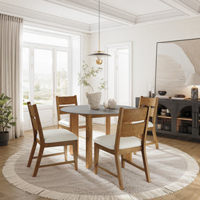 Sierrafina Sable Stone 47 Round Dining Table w/ 4 Ladder Back Chair - Ornate Home
