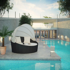 Siesta Espresso/White Canopy Outdoor Patio Daybed - Ornate Home