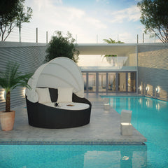 Siesta Espresso/White Canopy Outdoor Patio Daybed - Ornate Home