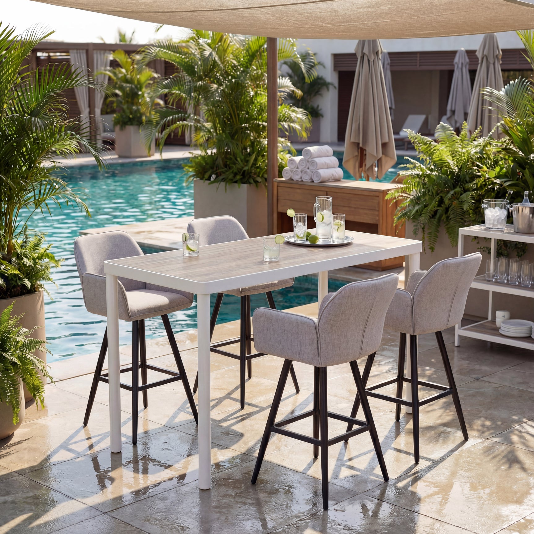 Sieve Beige Swivel Barstool