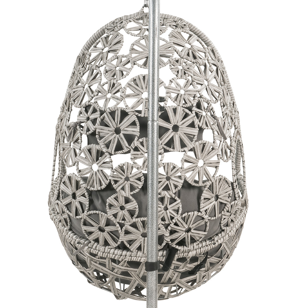 Sigar Light Gray Patio Swing Chair w/ Stand - Ornate Home