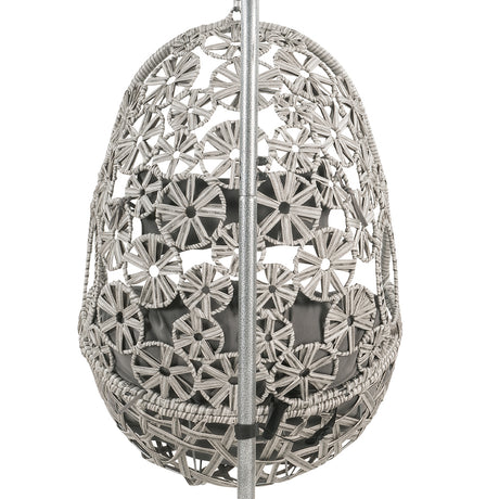 Sigar Light Gray Patio Swing Chair w/ Stand - Ornate Home