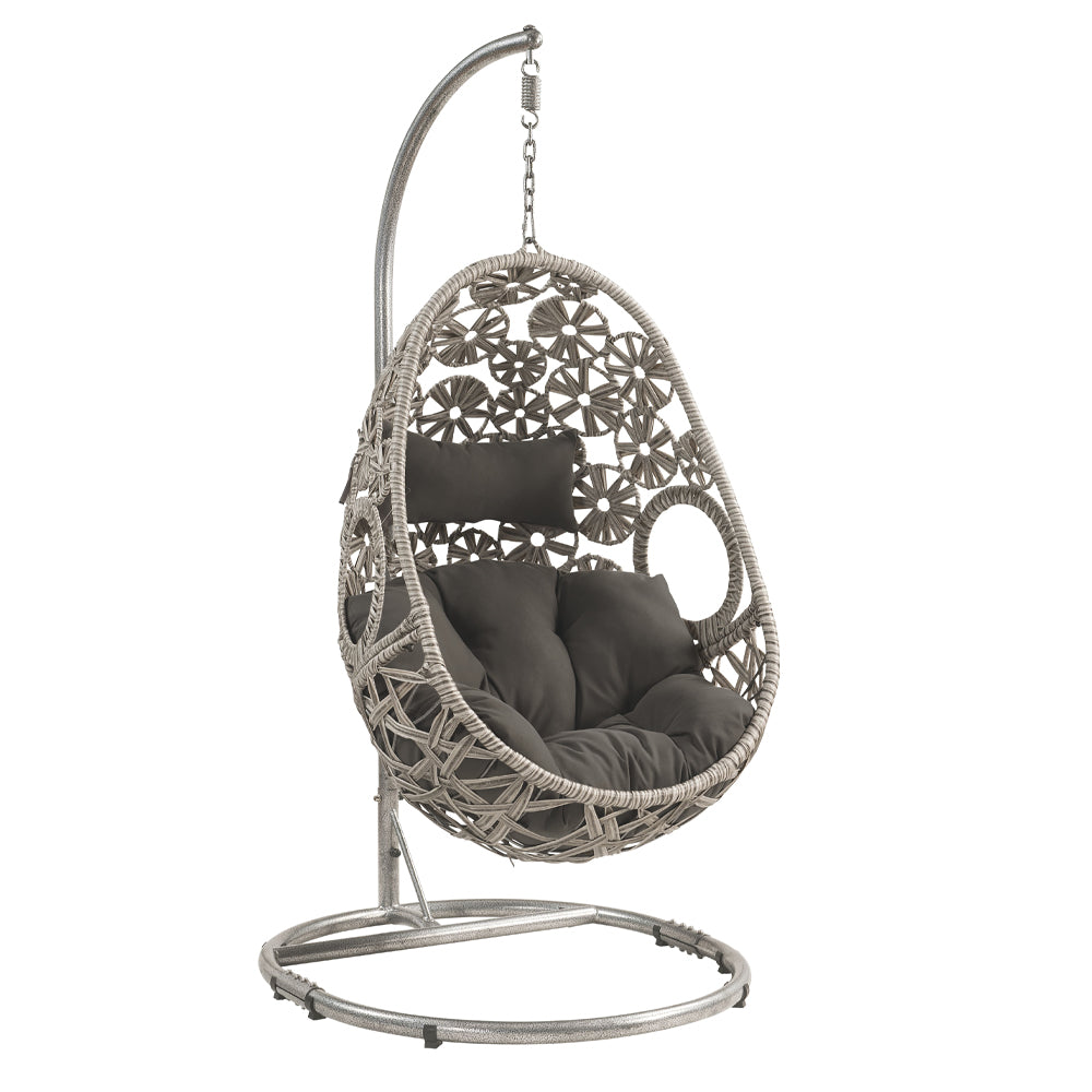 Sigar Light Gray Patio Swing Chair w/ Stand - Ornate Home