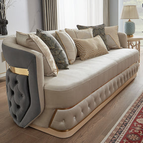 Signature Royale Light/Dark Grey 3-Pc Living Room Set / HD-9008-SET3 - Ornate Home