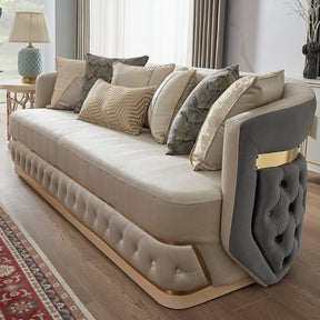 Signature Royale Light & Dark Grey Sofa / HD-S9008 - Ornate Home